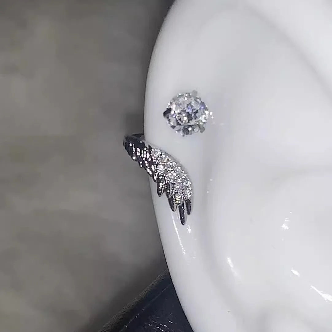 LATS 1pcs Silver Color Wing Ear Bone Nail for Women New Fashion Zircon Earrings Accessories Fashion Jewelry