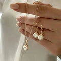 LATS 3 Pcs/Set Round Pearl Pendant Necklace For Women Exquisite Fashion Rhinestone Double  Earring Wedding Jewelry Set Gift