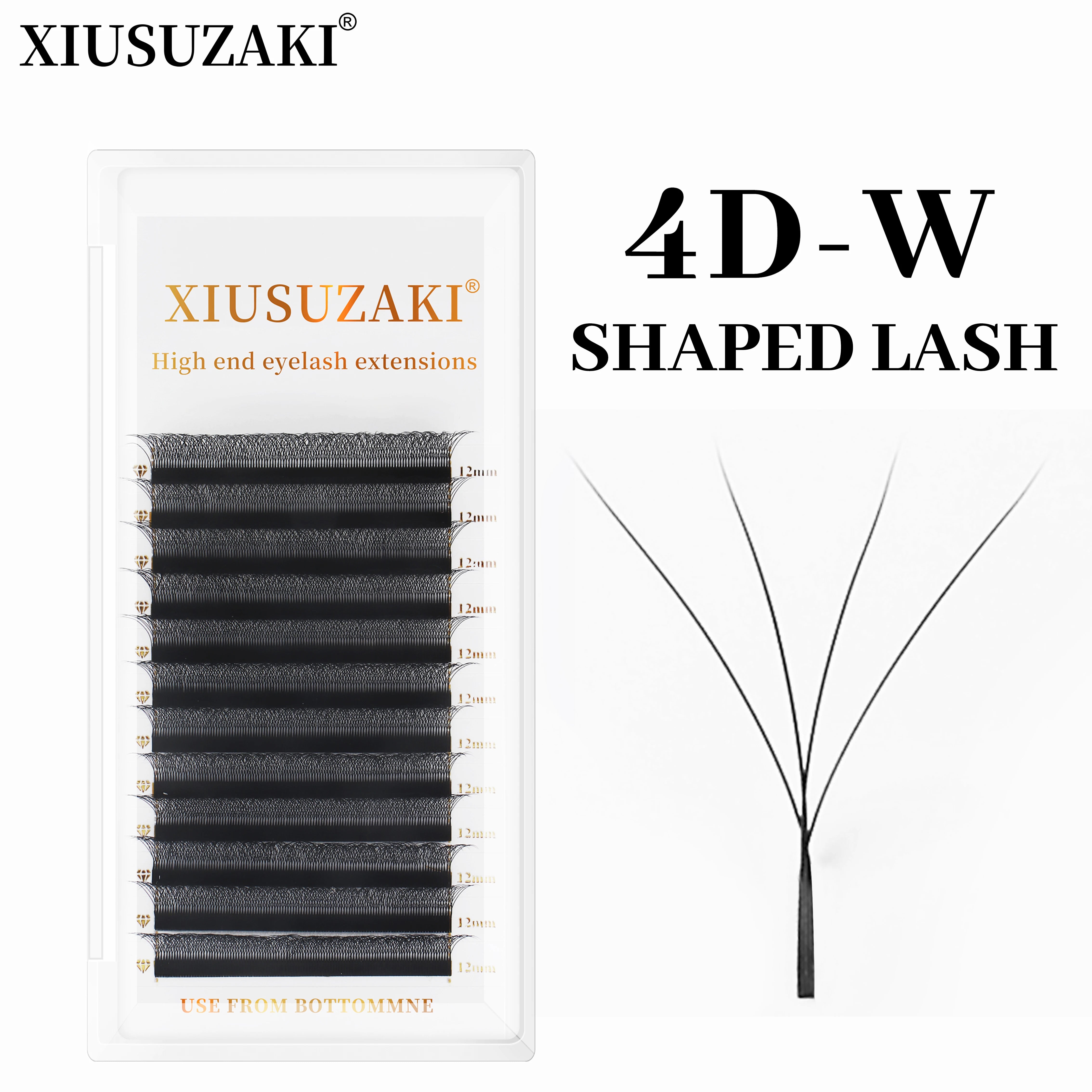 XIUSUZAKI 4D W Shaped Bloom Automatic Flowering Premade Fans Eyelashes Extensions Natural Soft Light High Individual Lashes